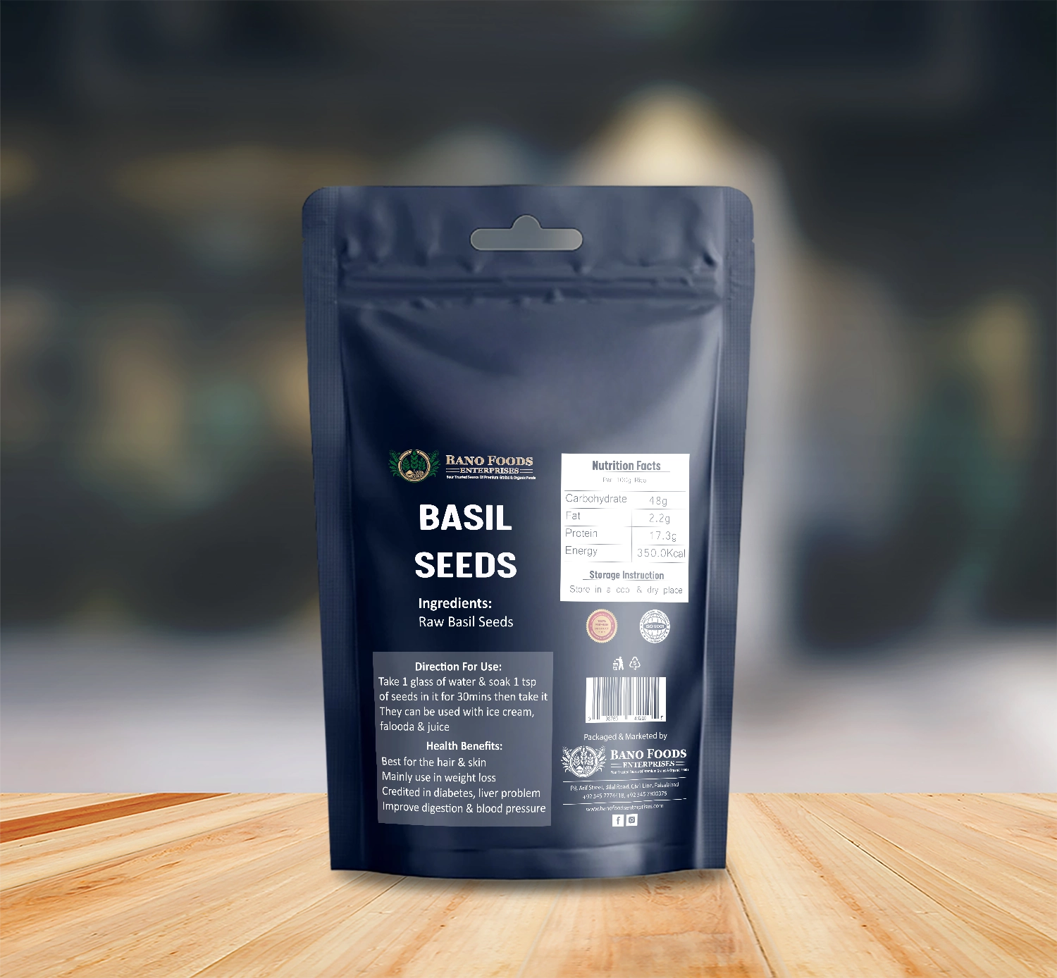 Bano Basil Seeds  (Tukhm Malunga) 200g - Image 2